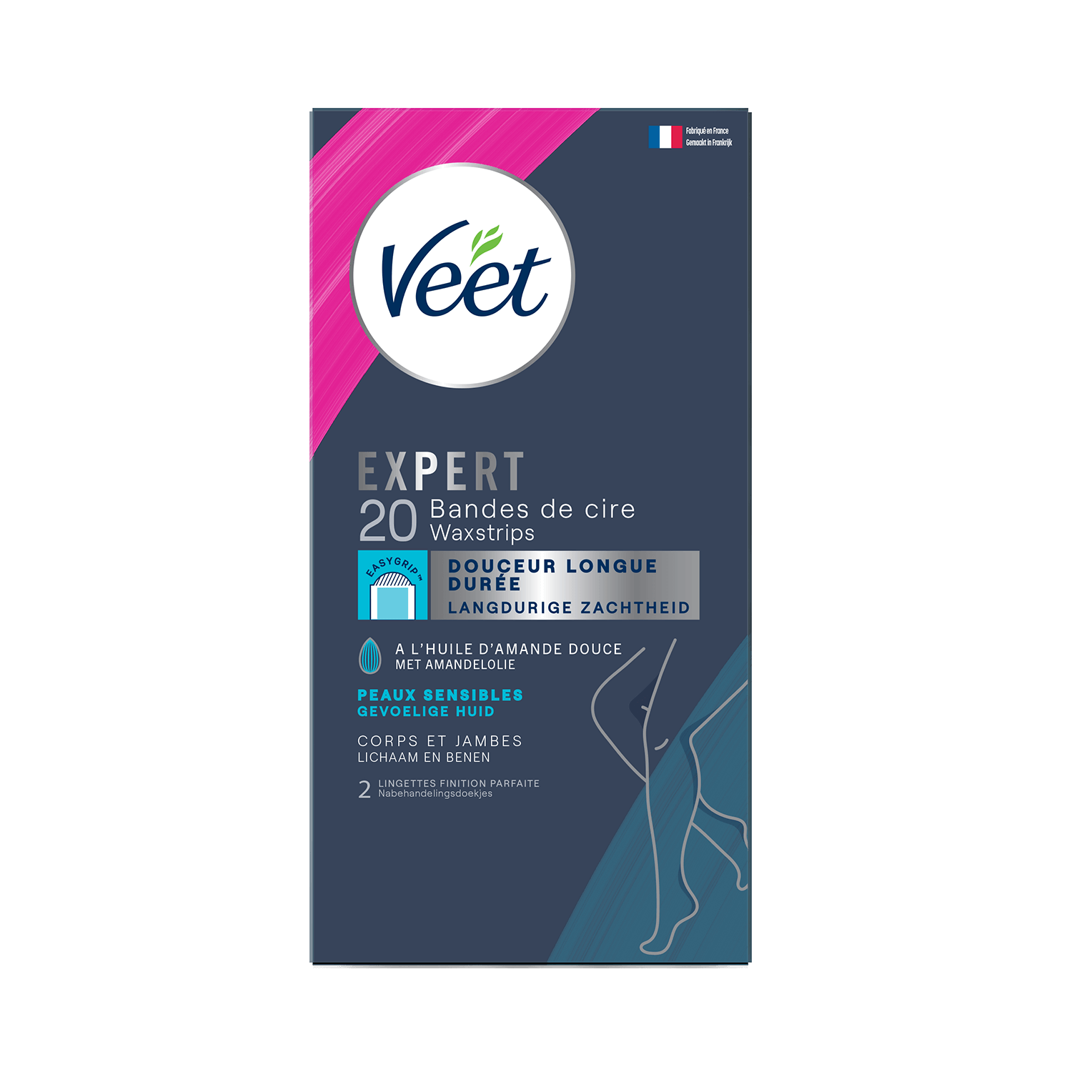 Veet Expert Bandes de cire froide pour peaux sensibles - Jambes & Corps x20 | Veet
